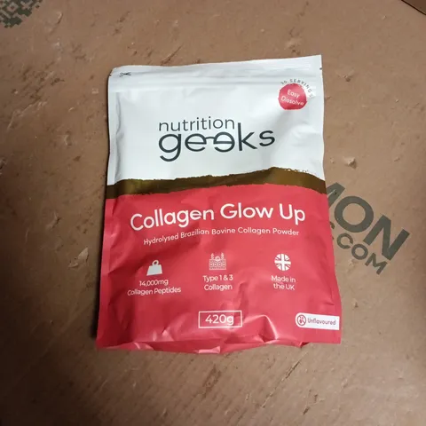 NUTRITION GEEKS COLLAGEN GLOW UP – HYDROLYSED BRAZILIAN COLLAGEN POWDER, UNFLAVOURED, 420G