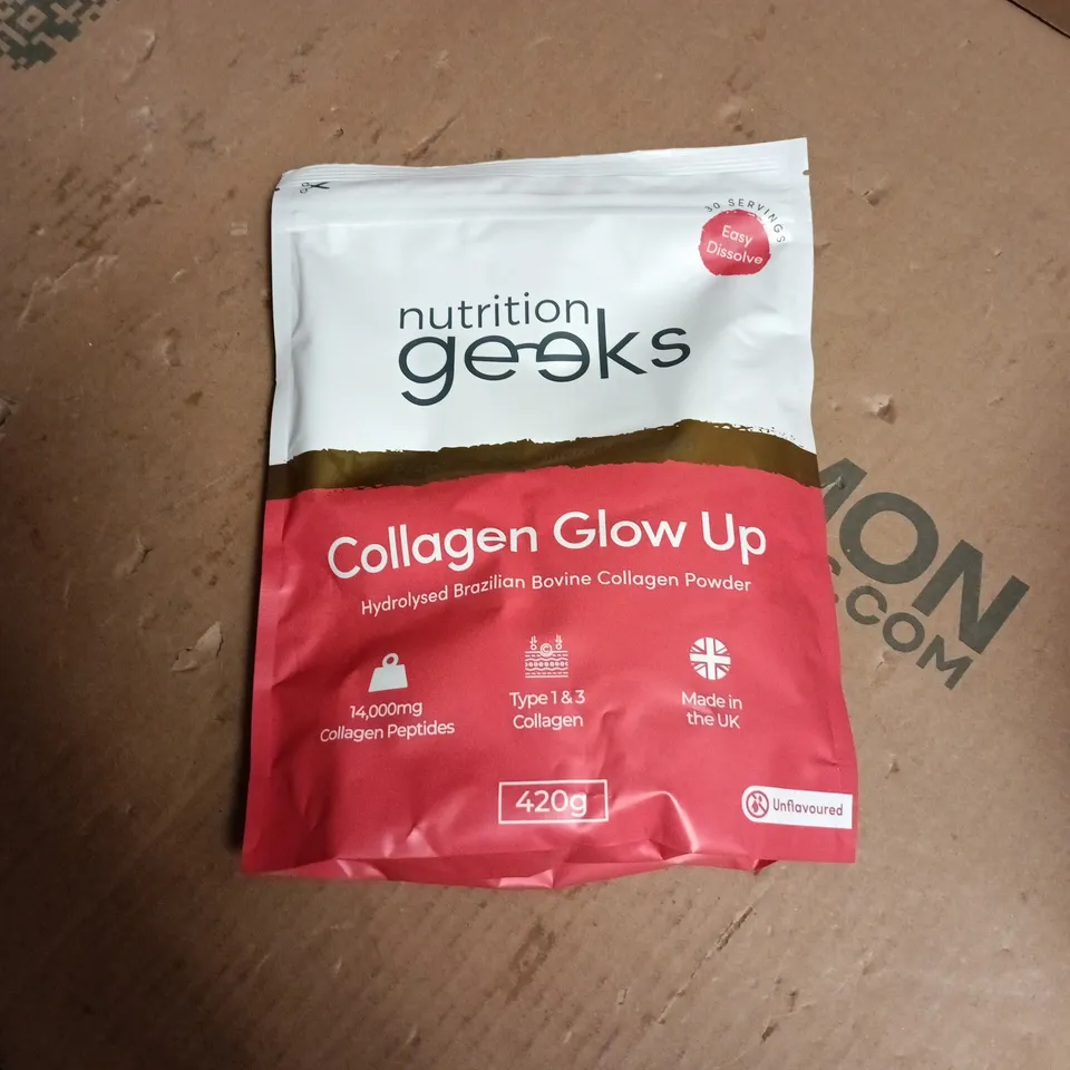 NUTRITION GEEKS COLLAGEN GLOW UP – HYDROLYSED BRAZILIAN COLLAGEN POWDER, UNFLAVOURED, 420G