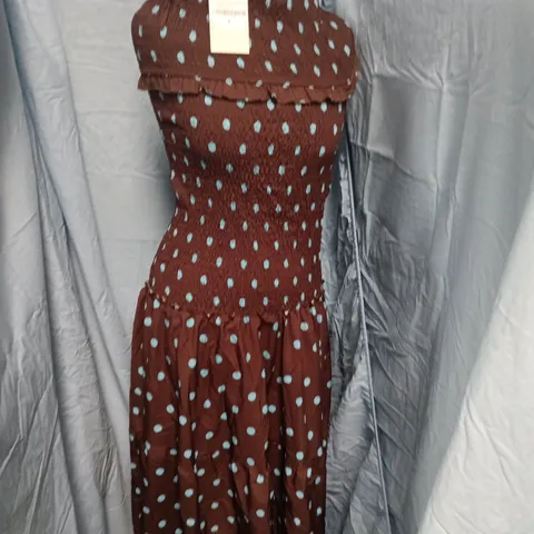 PINK BOUTIQUE BROWN POLKA DOT DRESS – WOMEN’S, SIZE L 