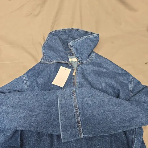 ZARA DENIM HALF ZIP JACKET - XL