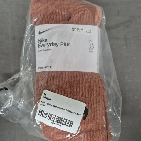 NIKE EVERYDAY PLUS COTTON CUSHIONED SOCKS IN VARIOUS COLOURS (3 PAIRS) SIZE 5-8