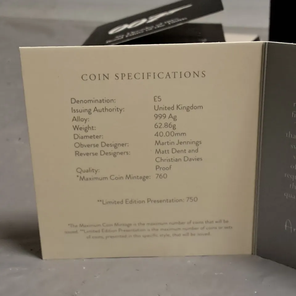 ROYAL MINT 2024 BOND 007 UK 2OZ SILVER PROOF COIN