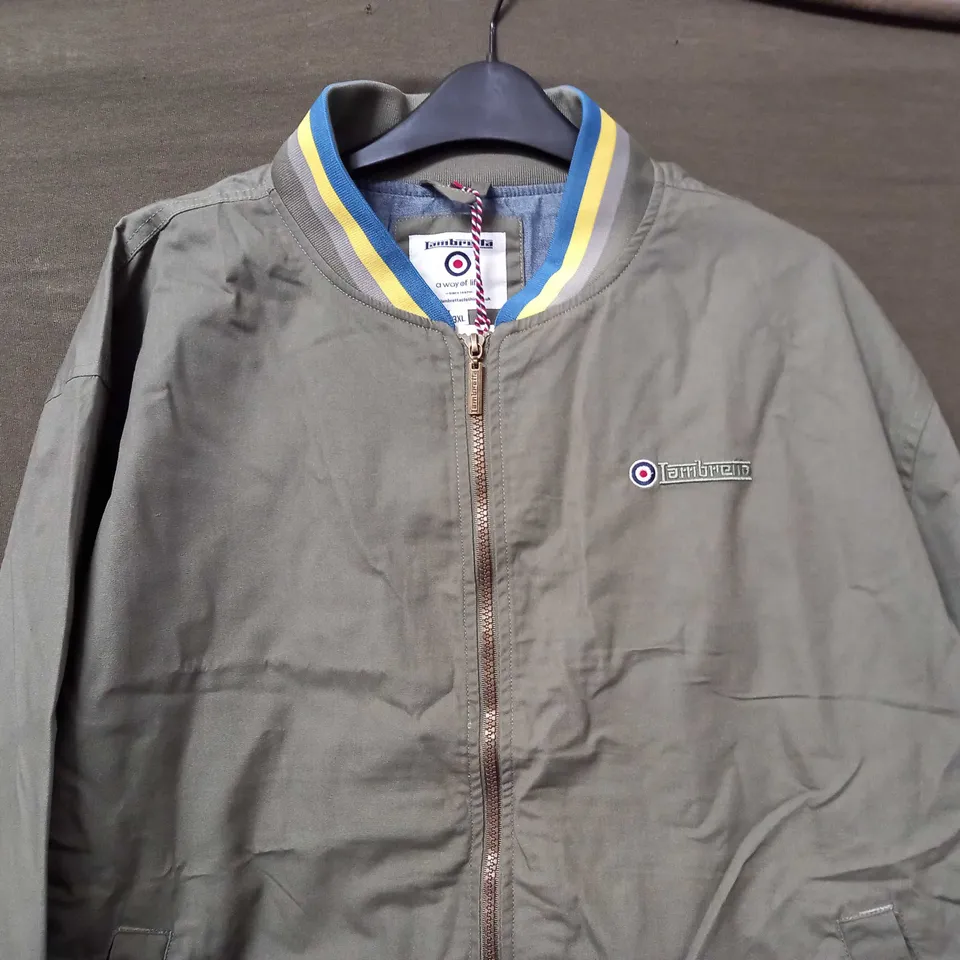 LAMBRETTA TRIPLE TIPPED MONKEY JACKET IN KHAKI - SIZE 3XL