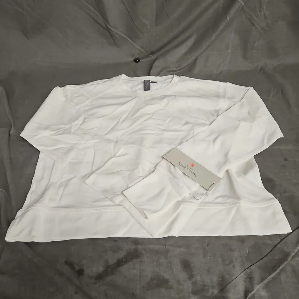 SWEATY BETTY AFTER CLASS CROP SWEATSHIRT IN LILY WHITE SIZE S