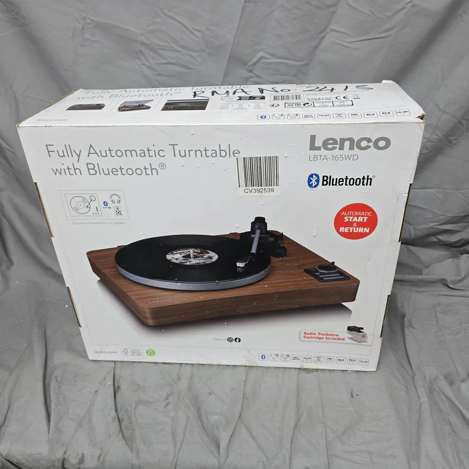 LENCO LBTA-165WD FULLY AUTOMATIC TURNTABLE WITH BLUETOOTH – BOXED