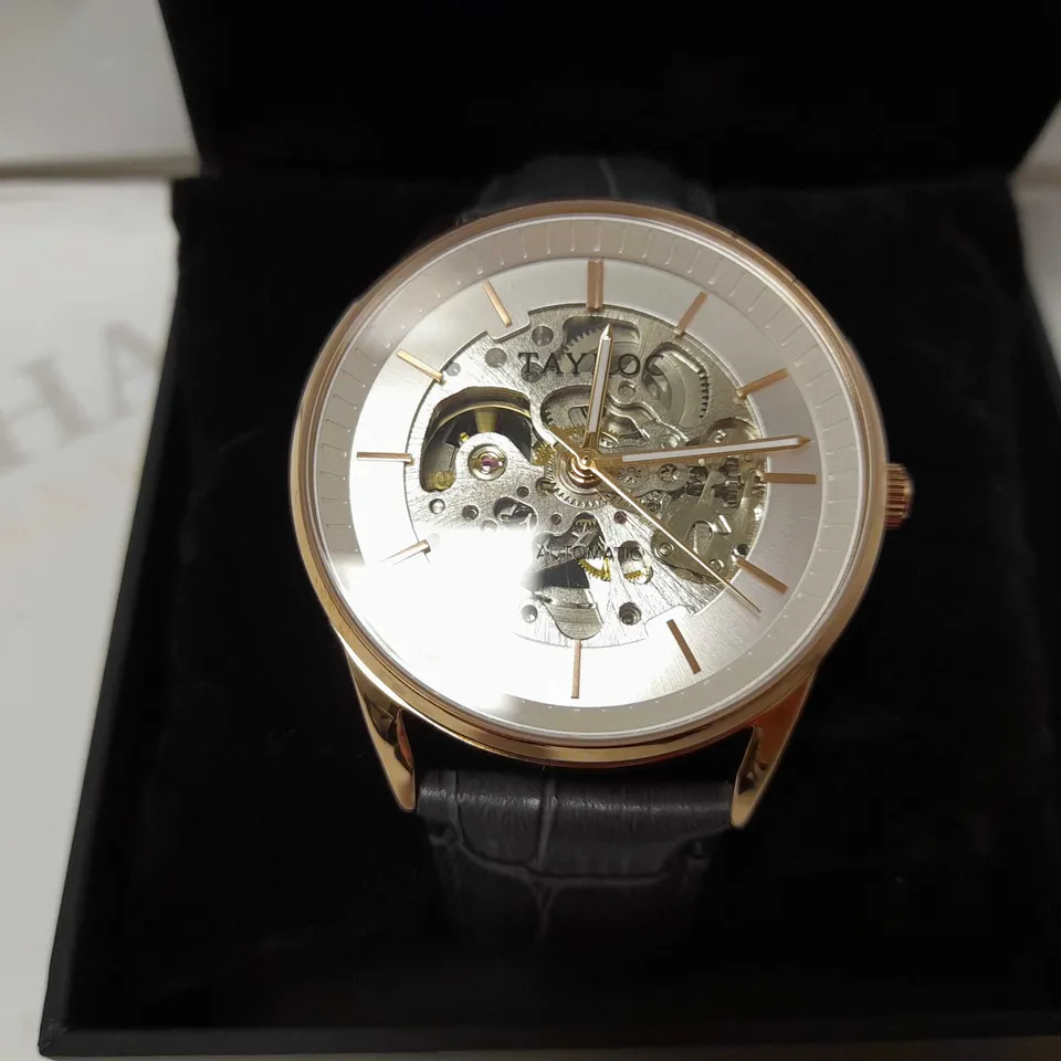TAYROC BELTON ROSE GREY LEATHER WATCH 