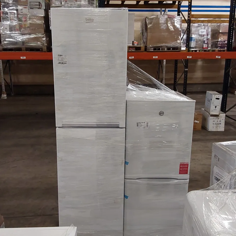 HOOVER HOCH1S513EWK STATIC FRIDGE FREEZER AND BEKO CFG4501W FRIDGE FREEZER - UNPROCESSED RAW RETURNS