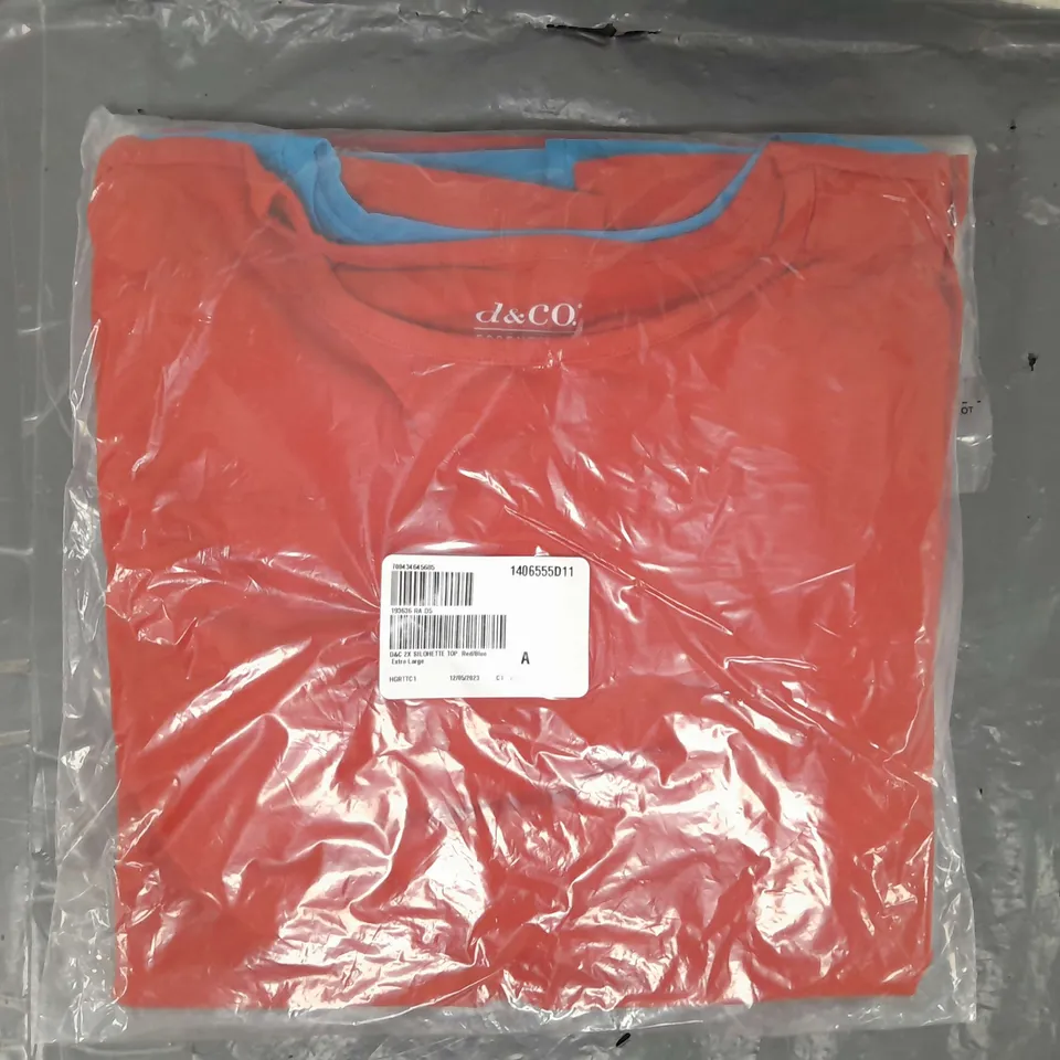 D & CO PACK OF 2 SILHOUETTE TOPS IN RED/BLUE SIZE XL