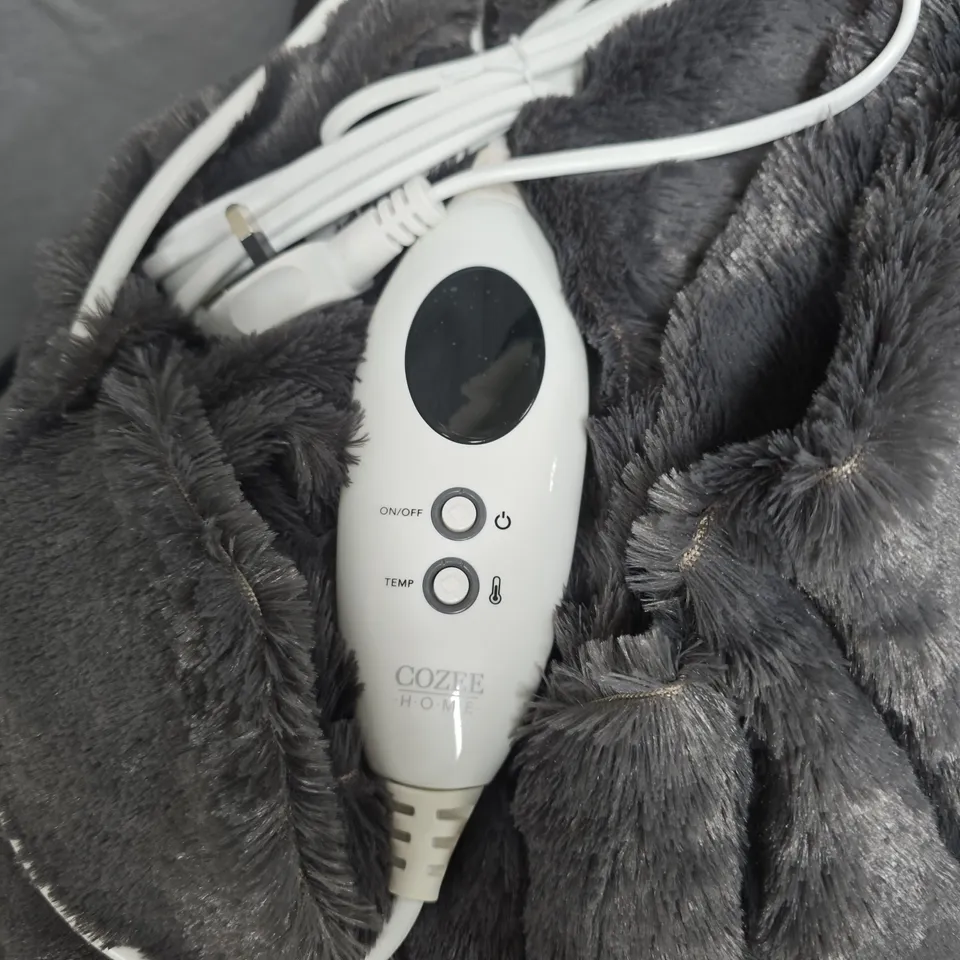 COZEE HOME HEATED THROW BLANKET – PLUSH GREY WITH CONTROLLER