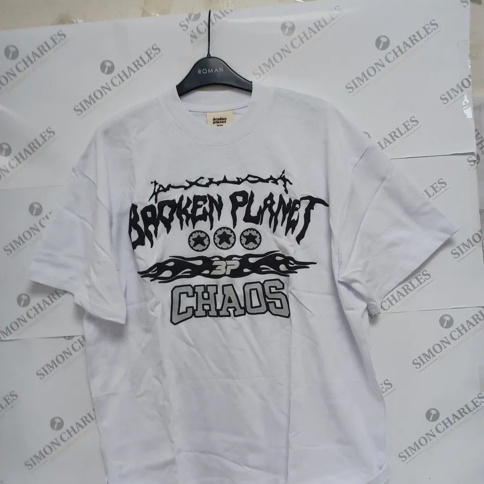 BROKEN PLANET CHAOS T-SHIRT LARGE - SNOW WHITE 