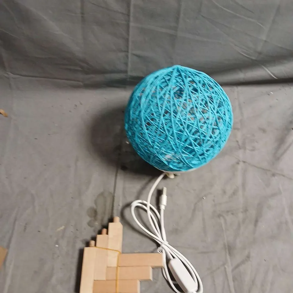 TURQUOISE STRING BALL LAMP WITH USB POWER CORD