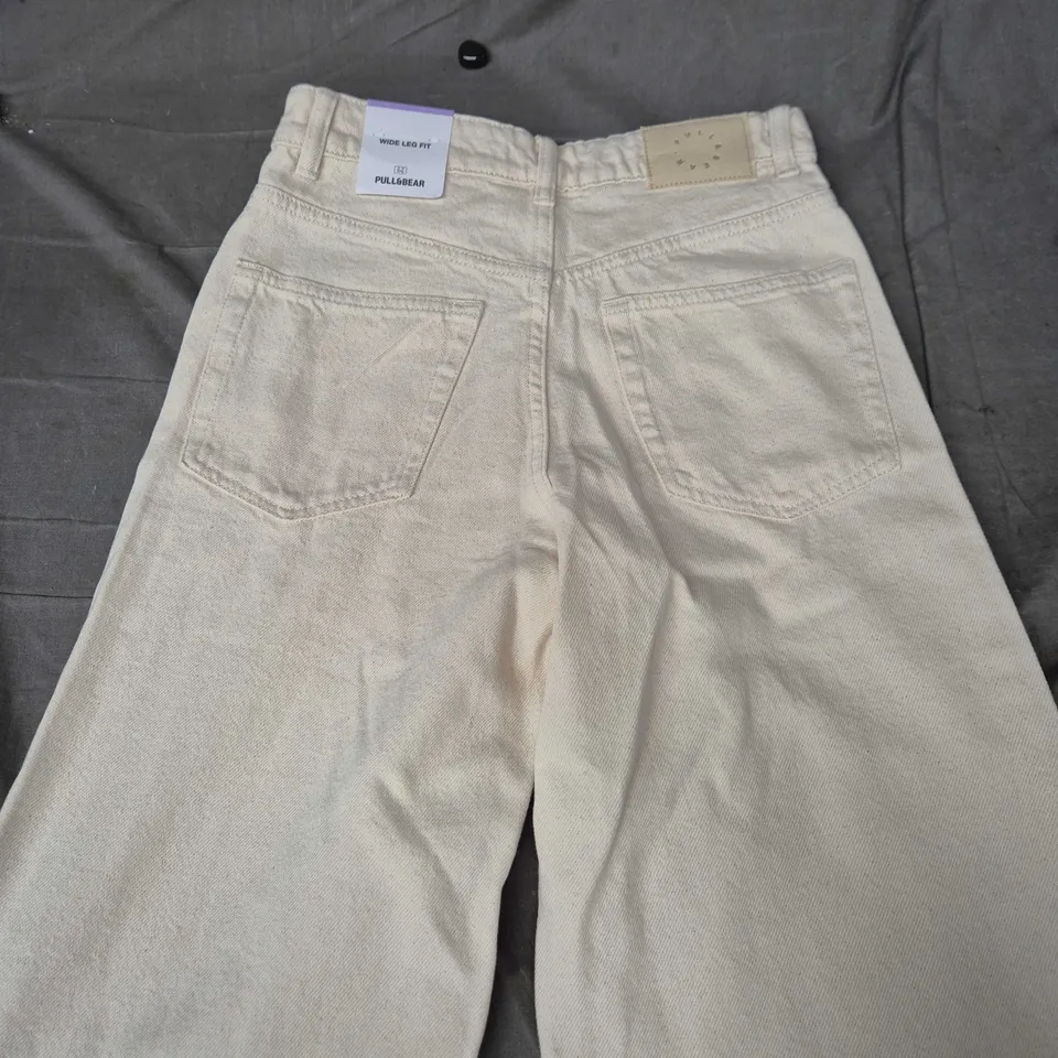 Pull&Bear Beige Wide-Leg Trousers, UK 6 (EU 34)