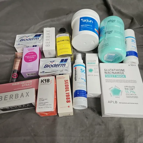 APPROXIMATELY 12 ASSORTED HEALTH & BEAUTY PRODUCTS TO INCLUDE ATRIXO CREAM, BIODERM SOAP, AND GLOW OIL ETC.