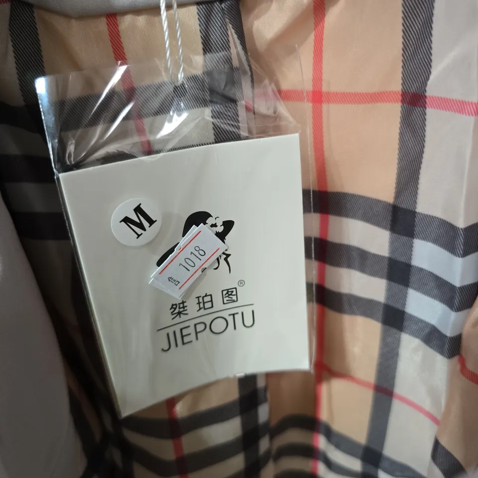 JIEPOTU LIGHT GREY TRENCH COAT WITH CHECKED INTERIOR – WOMEN'S, SIZE M