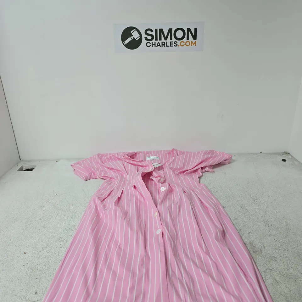 HELENE BERMAN MIDI DRESS - PINK STRIPE, UK SIZE 10