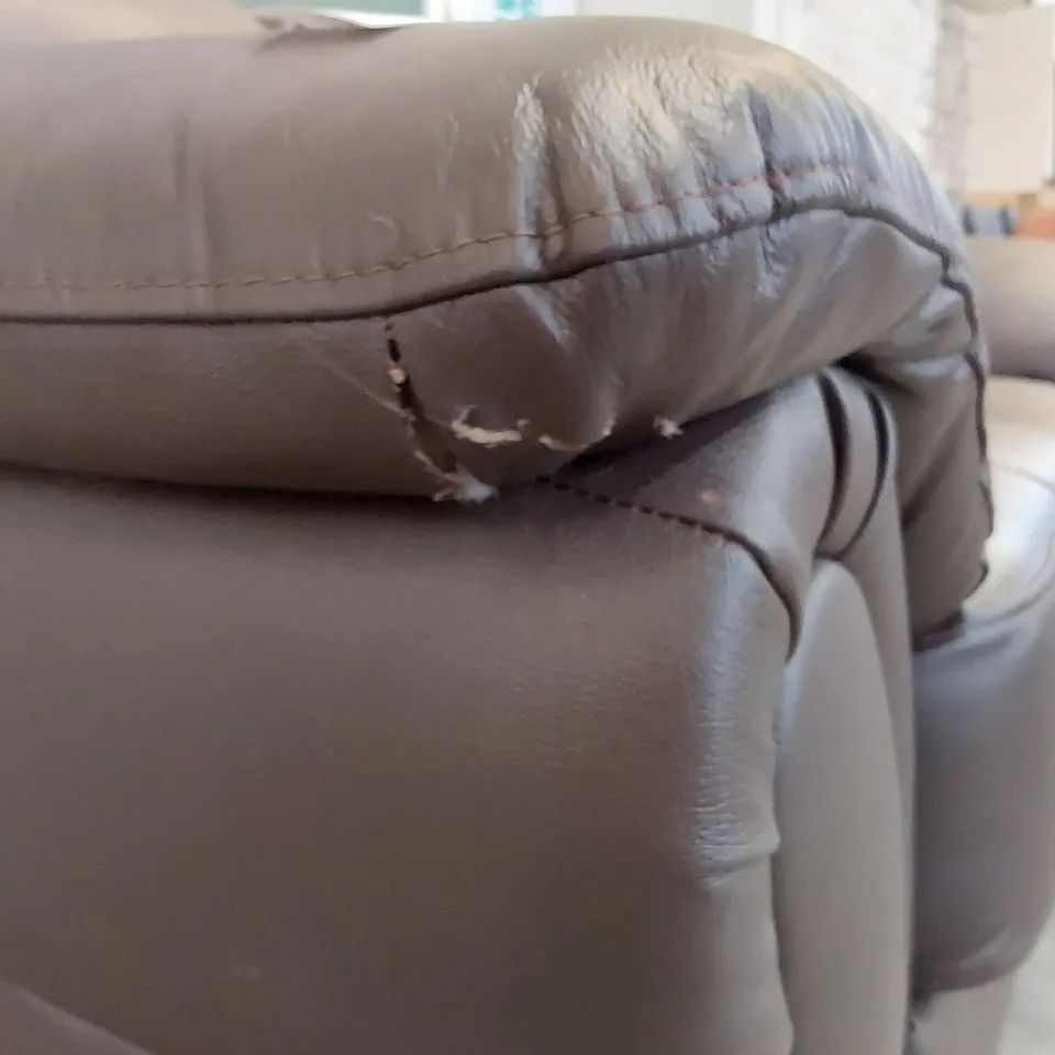 DESIGNER TWO SEATER SOFA BROWN FAUX LEATHER 
