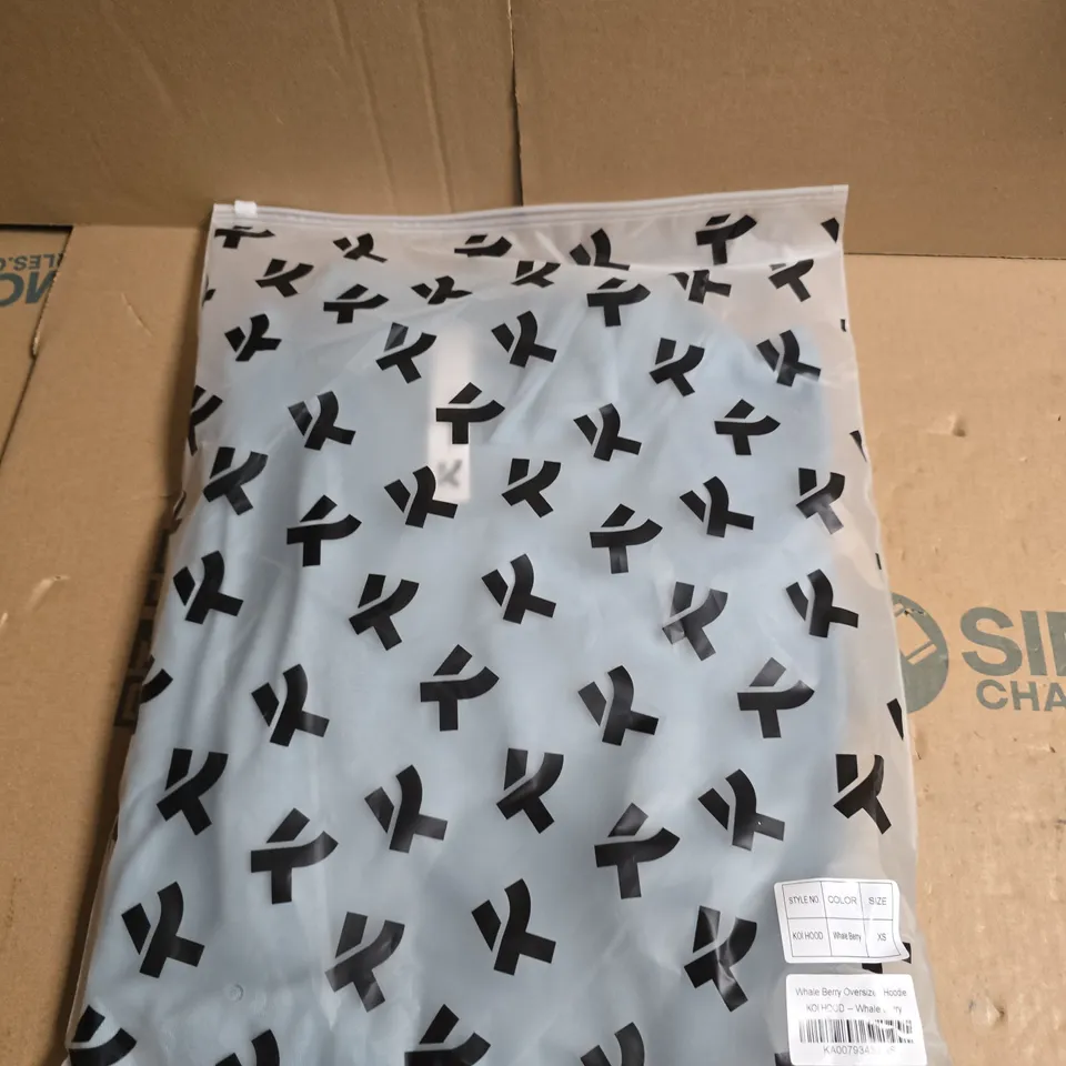 BOX OF APPROX 10 KOI WHALE BERRY OVERSIZED HOODIES - SIZE XS