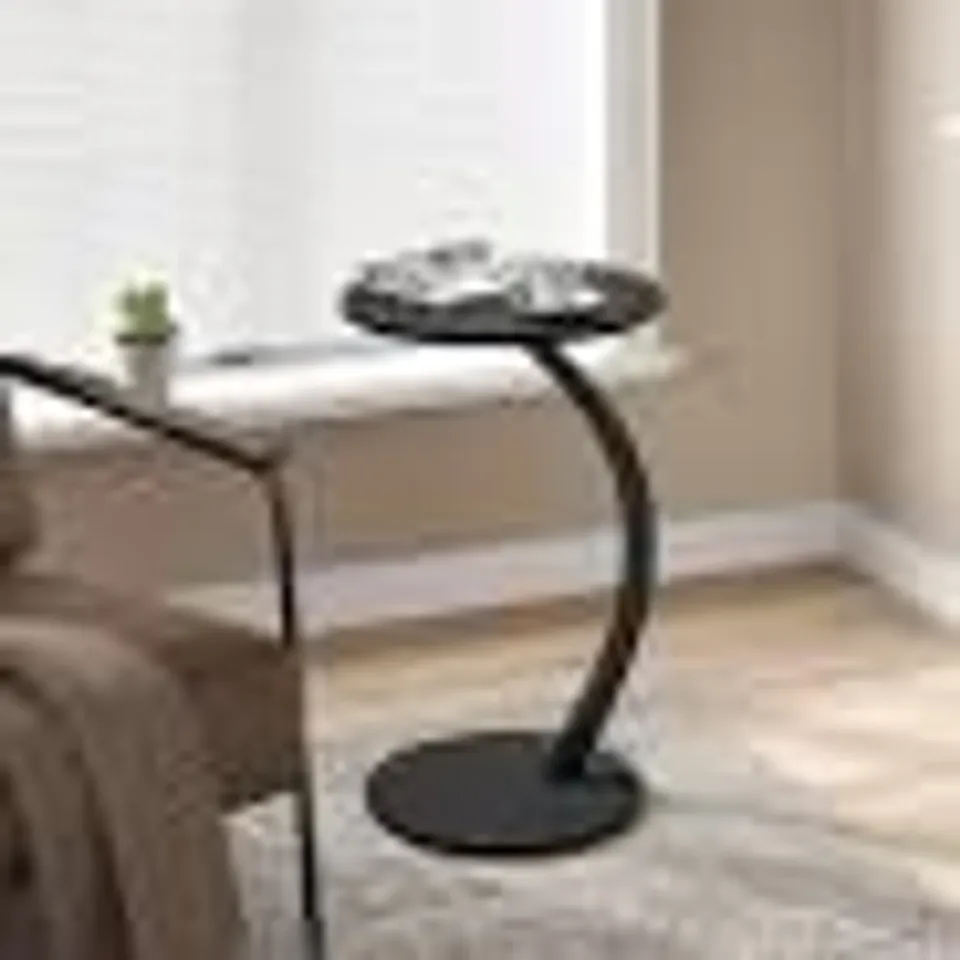 BOXED WOLTU C SHAPE COFFEE TABLE ROUND SOFA TABLE SMALL TABLE FOR COUCH SOFA BED WITH DIAMETER 40 X H 65 CM VINTAGE WOOD LOOK