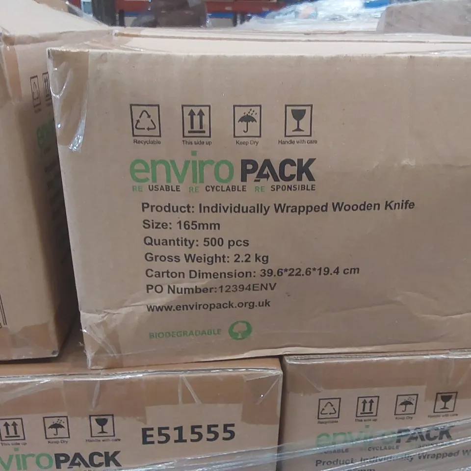 PALLET CONTAINING APPROXIMATELY 30,000 ENVIRONMENTALLY FRIENDLY DISPOSABLE WOODEN KNIFES