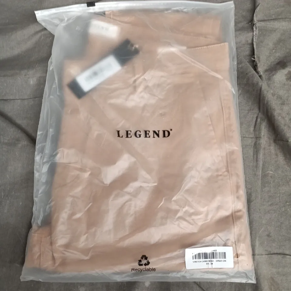 BAGGED LEGEND STRETCH CHINO BEIGE – SPRAY-ON FIT, UK 34 (MEN'S TROUSERS)
