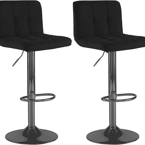 BOXED NEO 2X FAUX LEATHER CUBAN SWIVEL BAR STOOLS WITH A MATT BLACK LEGS - BLACK (1 BOX)