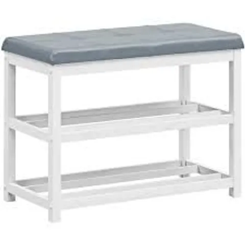 BOXED COSTWAY 2 SHELF WHITE SHOE STORAGE BENCH