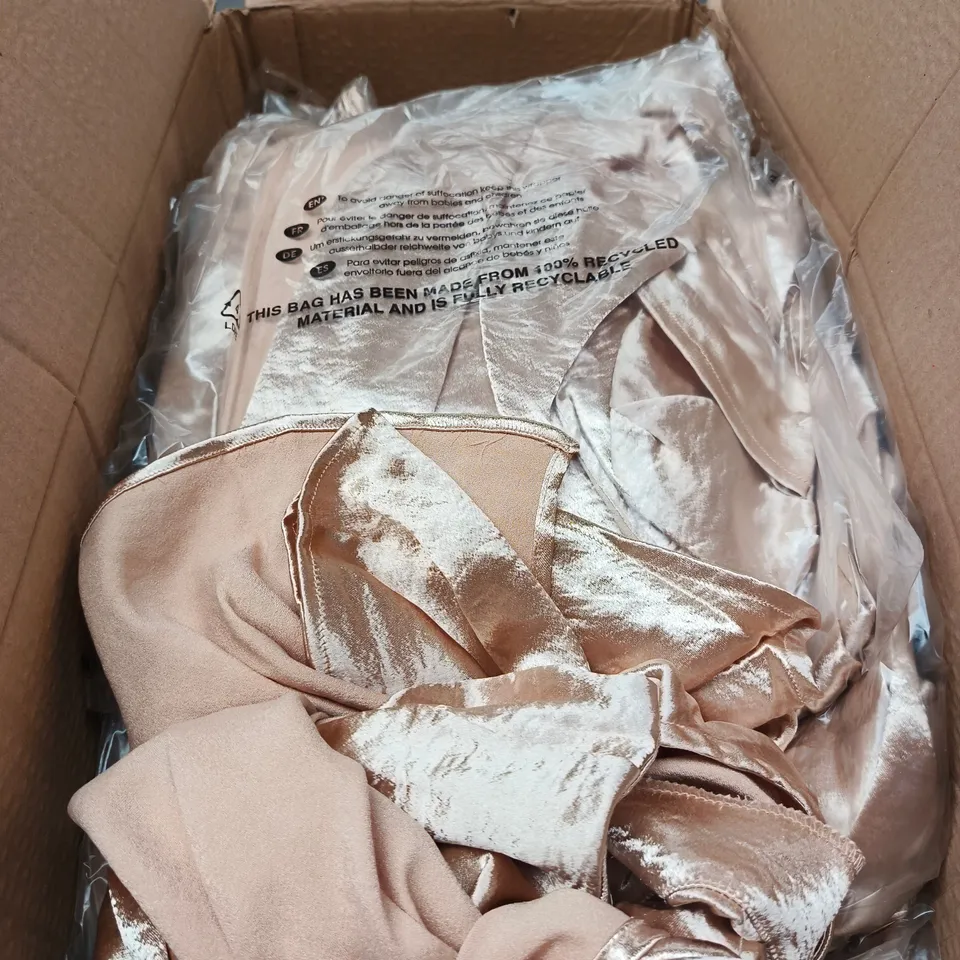 BOX OF APPROXIMATELY 50 URBAN BLISS CHAMPAGNE CAPE SLEEVE DRESS - SIZES 10 / 12 