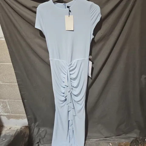 CLUB L LONDON LIGHT BLUE RUCHED FRONT MAXI DRESS – UK 14