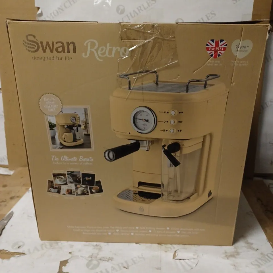 SWAN RETRO CREAM ESPRESSO COFFEE MACHINE 