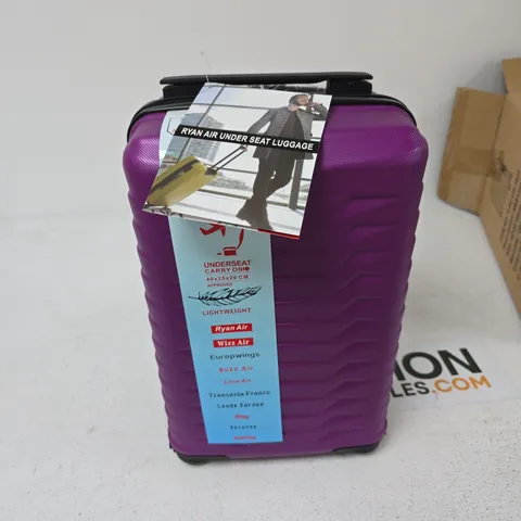 PURPLE HARD-SHELL CARRY-ON SUITCASE – UNDER-SEAT SIZE 40 X 25 X 20 CM