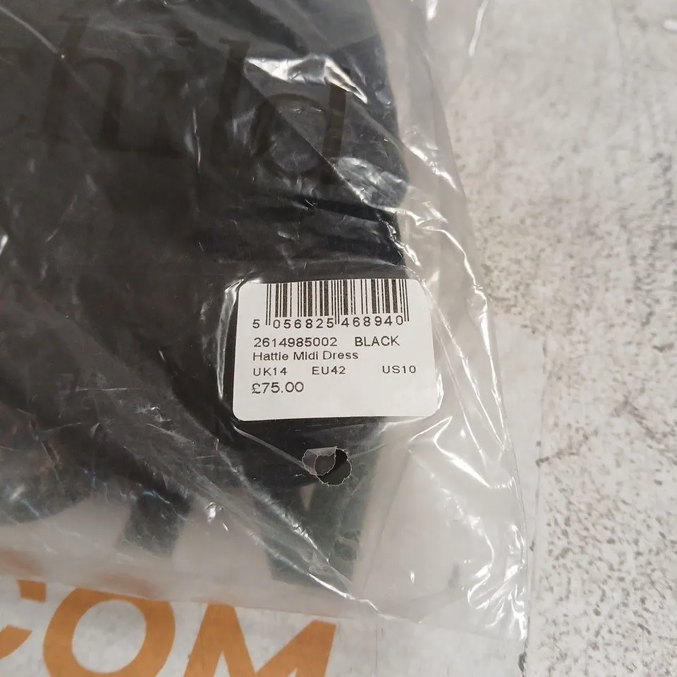 NOBODYS CHILD BLACK HATTIE MIDI DRESS UK 14