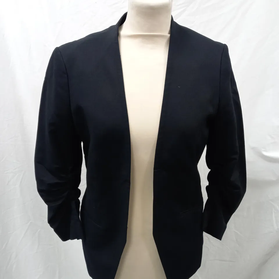 BLACK GATHERED-SLEEVE JACKET BLAZER H & M SIZE 38