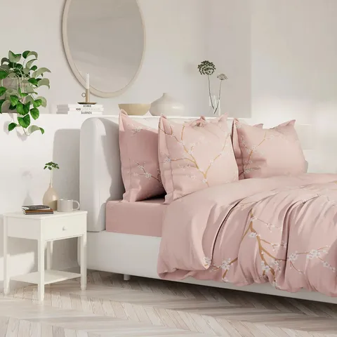SUPERSOFT BY COZEE HOME CHERRY BLOSSOM 4 PIECE DUVET SET PINK KING