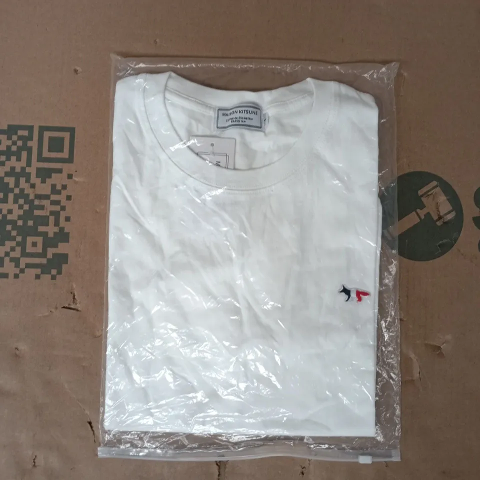 BAGGED MAISON KITSUNE CREW-NECK T-SHIRT IN WHITE SIZE LARGE