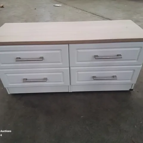 4 DRAWER TV/NIGHT STAND ON WHEELS IN WHITE