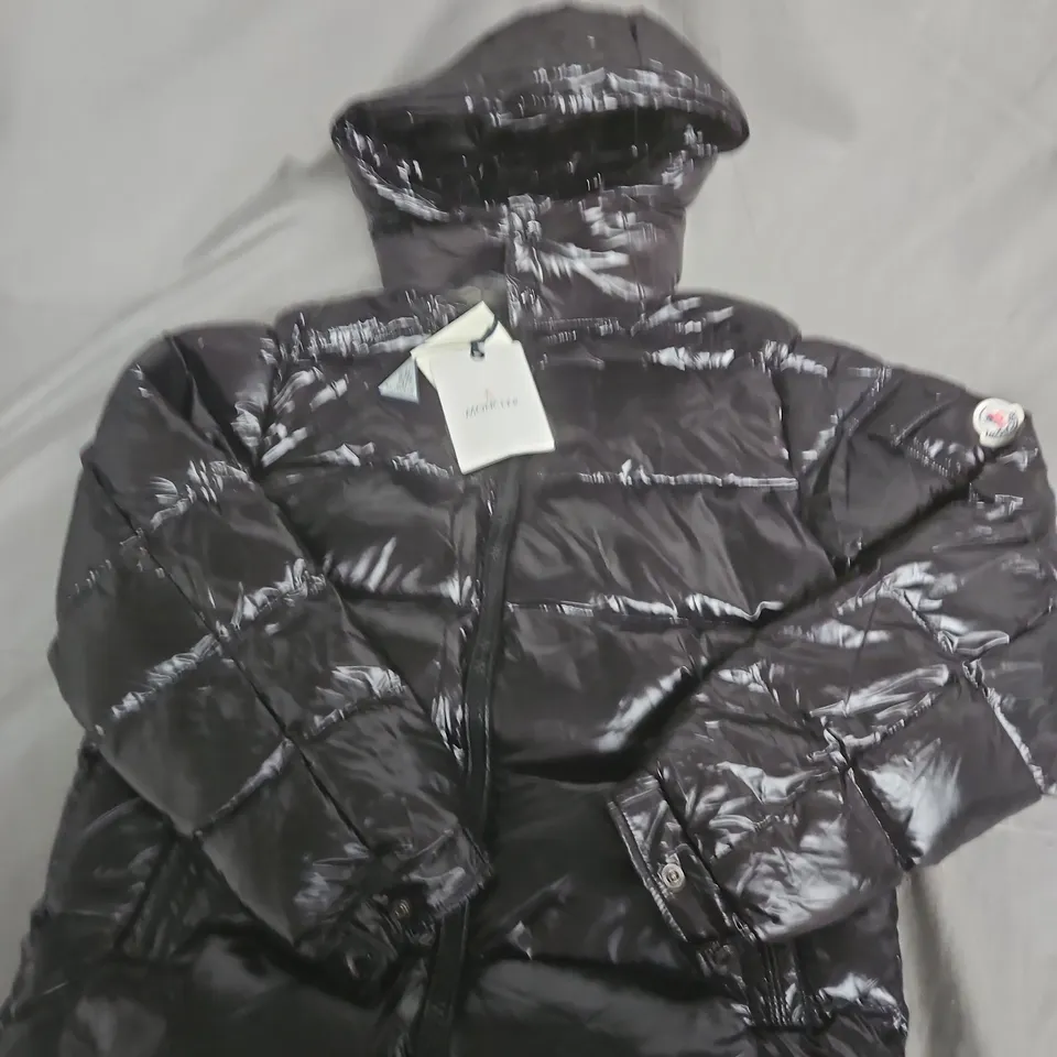 MONCLER BLACK QUILTED HOODED DOWN JACKET - SIZE UNSPECIFIED