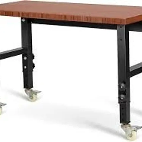 BOXED COSTWAY BROWN 10 LEVEL ADJUSTABLE WORKBENCH WITH 4 LOCKABLE CASTERS