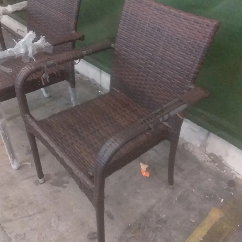 X4 RATTAN EFFECT GARDEN CHAIRS BROWN