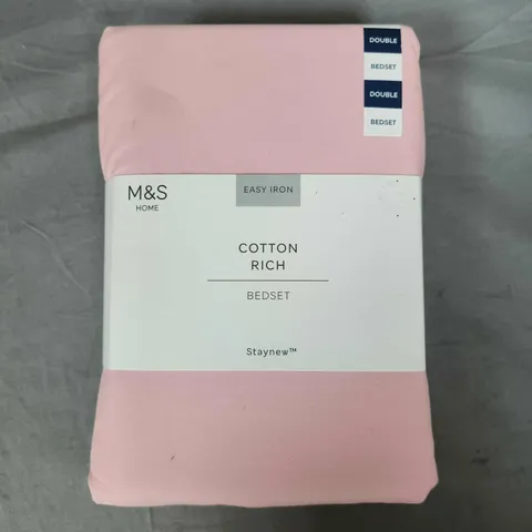 M&S HOME COTTON RICH BEDSET – DOUBLE, PINK