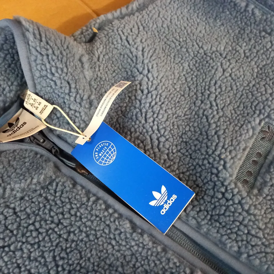 ADIDAS BLUE SHERPA JACKET IN BLUE - UK XS