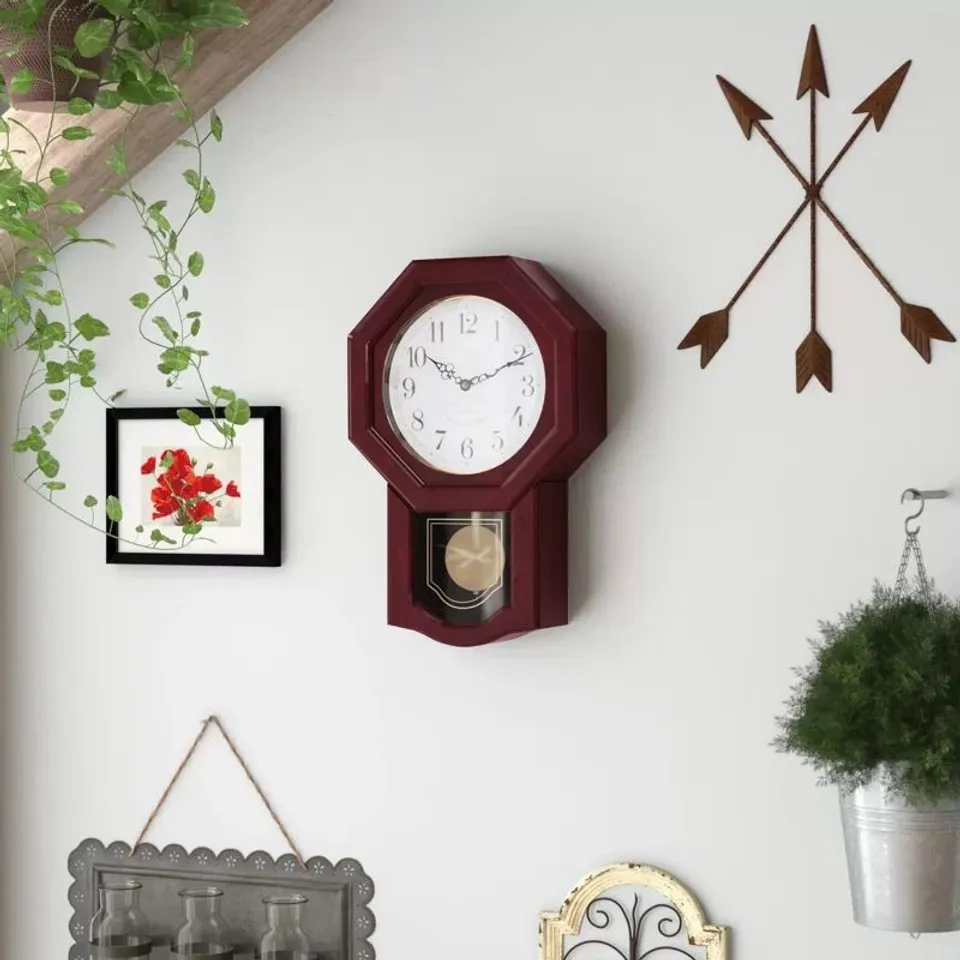 BRAND NEW BOXED SHULTZ SILENT WALL CLOCK IN CHERRY FINISH
