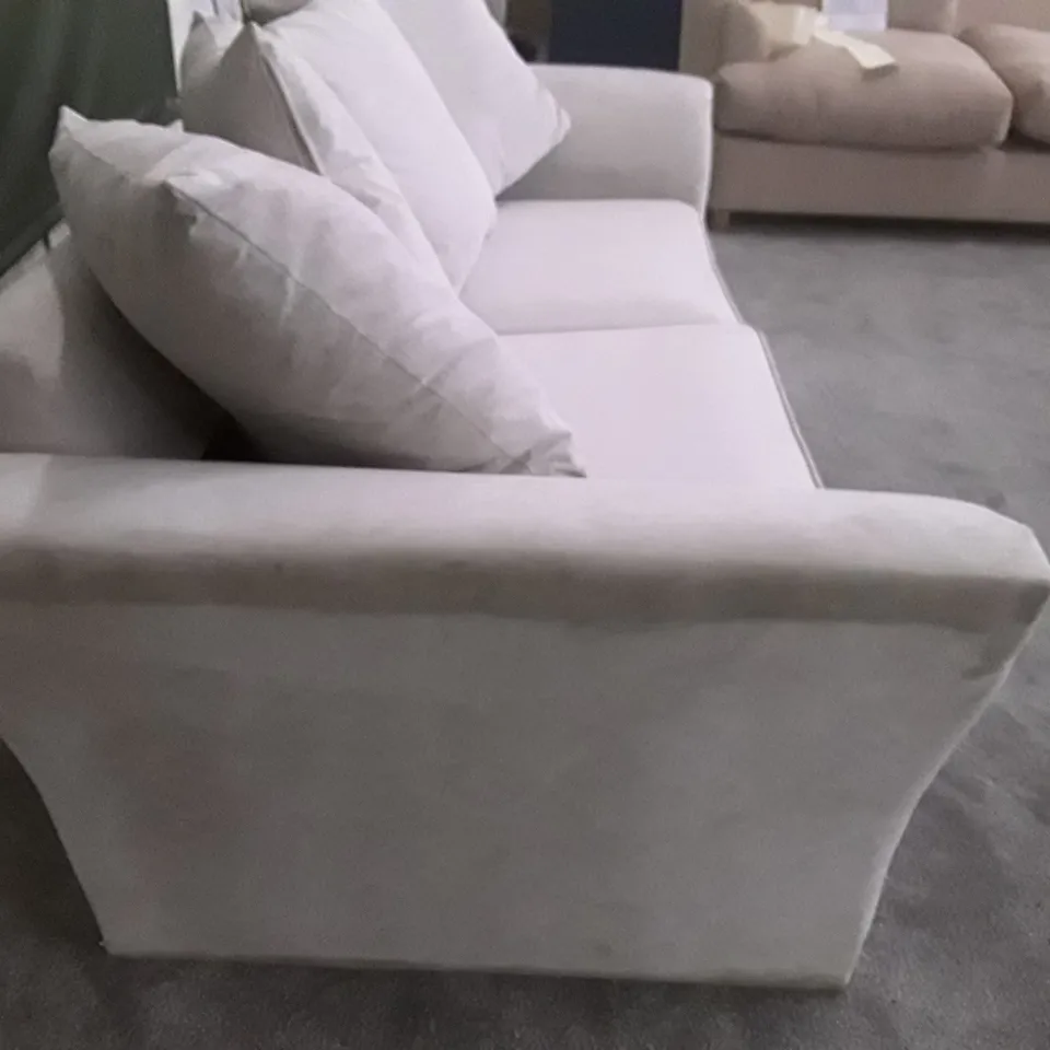 QUALITY DESIGNER 3 SEATER SOFA - IVORY FABRIC 