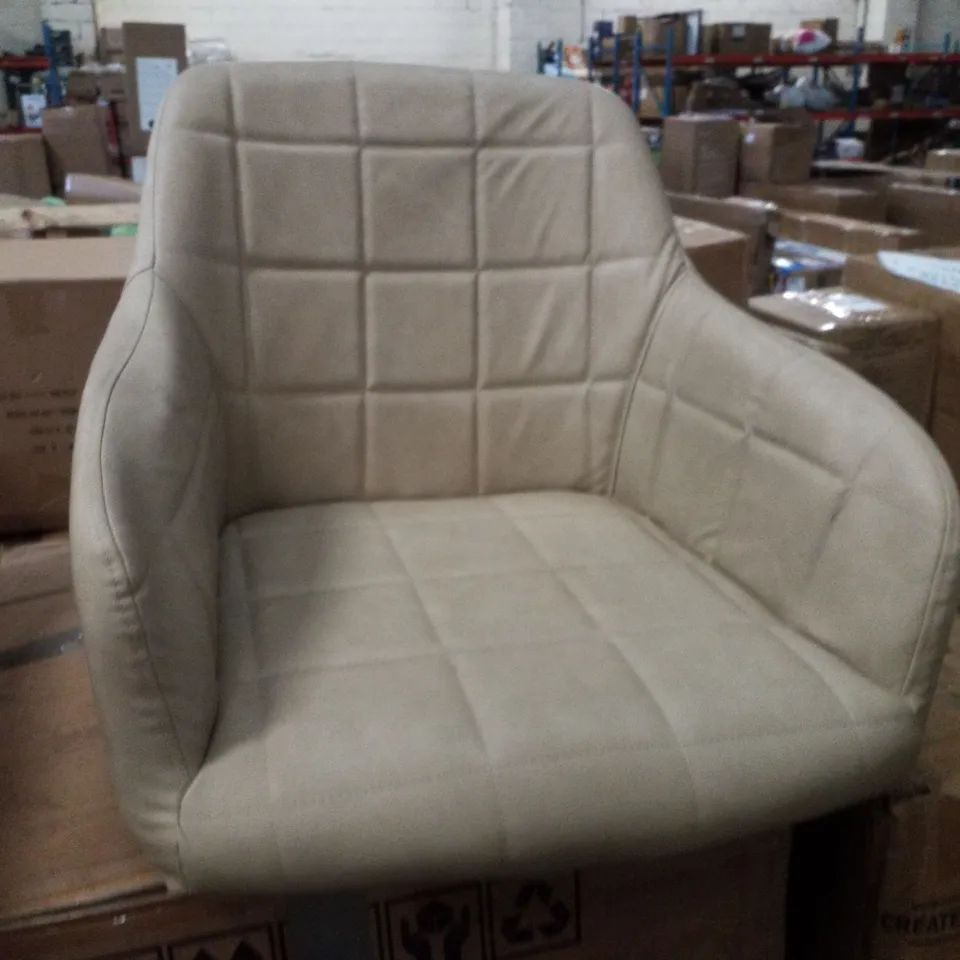 BOXED PAIR OF BLOOR DINING CHAIRS - CREAM FAUX LEATHER (1 BOX)