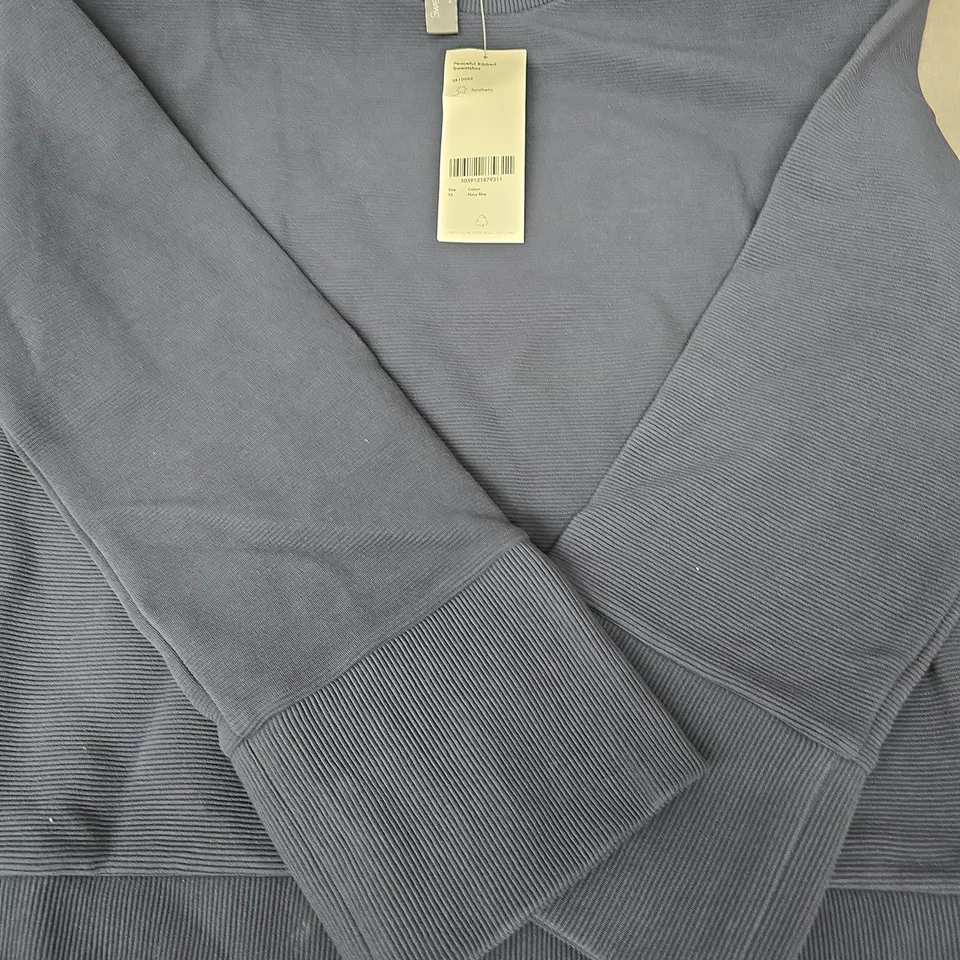 SWEATY BETTY PEACEFUL RIBBED SWEATSHIRT IN NAVY SIZE XS