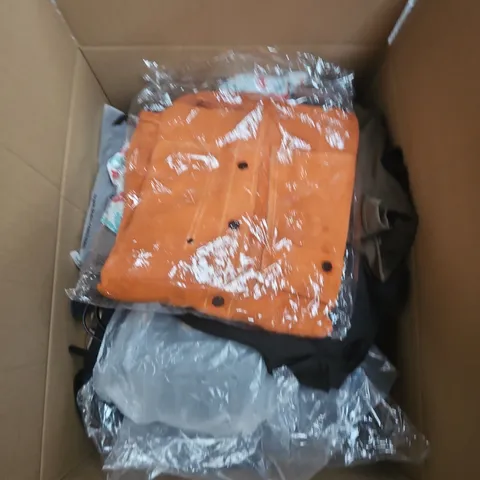LARGE BOX OF APPROXIMATELY 25 ASSORTED CLOTHING ITEMS IN VARIOUS COLOURS, STYLES AND SIZES - COLLECTION ONLY