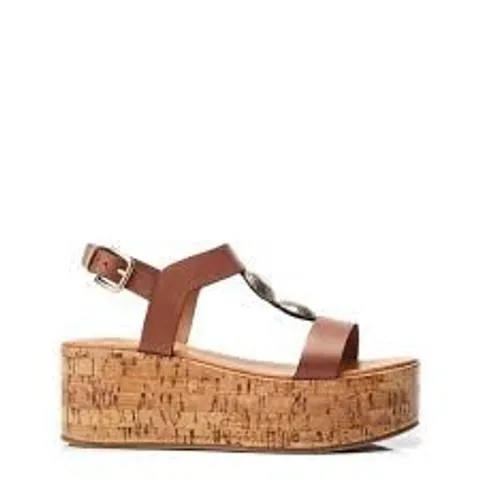 MODA IN PELLE RAKEB TAN WEDGE SANDALS SIZE 40