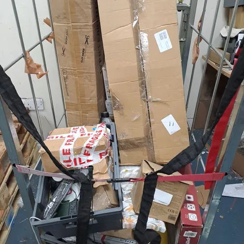 CAGE OF APPROXIMATELY 10 ASSORTED ITEMS TO INCLUDE CORDLESS STRING & BLADE GRASS TRIMMER, HOMEDICS MODULAIR COMPRESSION SYSTEM HAND WRAP, ETC