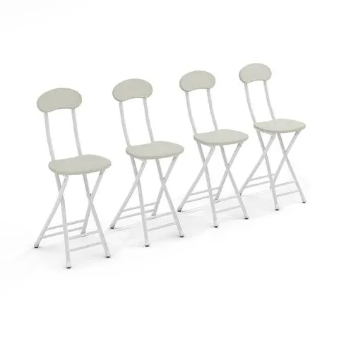 BOXED LIVING AND HOME FOLDING CHAIRS (SET OF 4) - WHITE/CREAM (1 BOX)