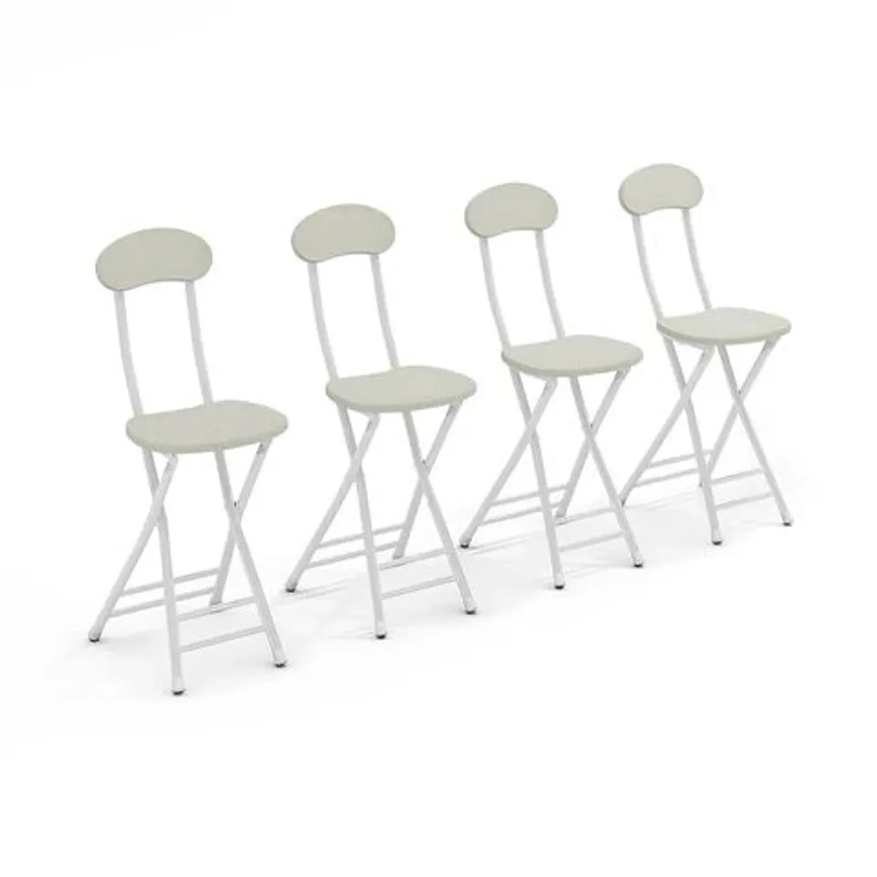 BOXED LIVING AND HOME FOLDING CHAIRS (SET OF 4) - WHITE/CREAM (1 BOX)