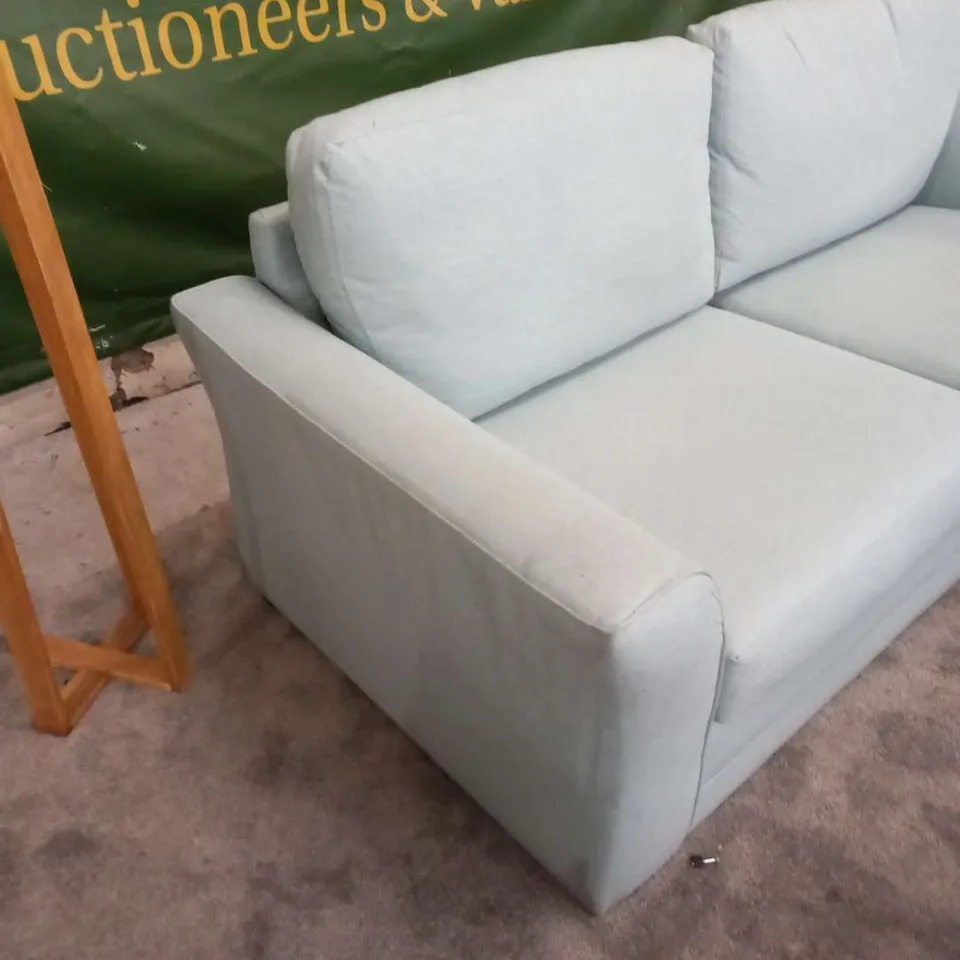 DESIGNER BELVIDERE TURQUIOSE FABRIC THREE SEATER SOFA